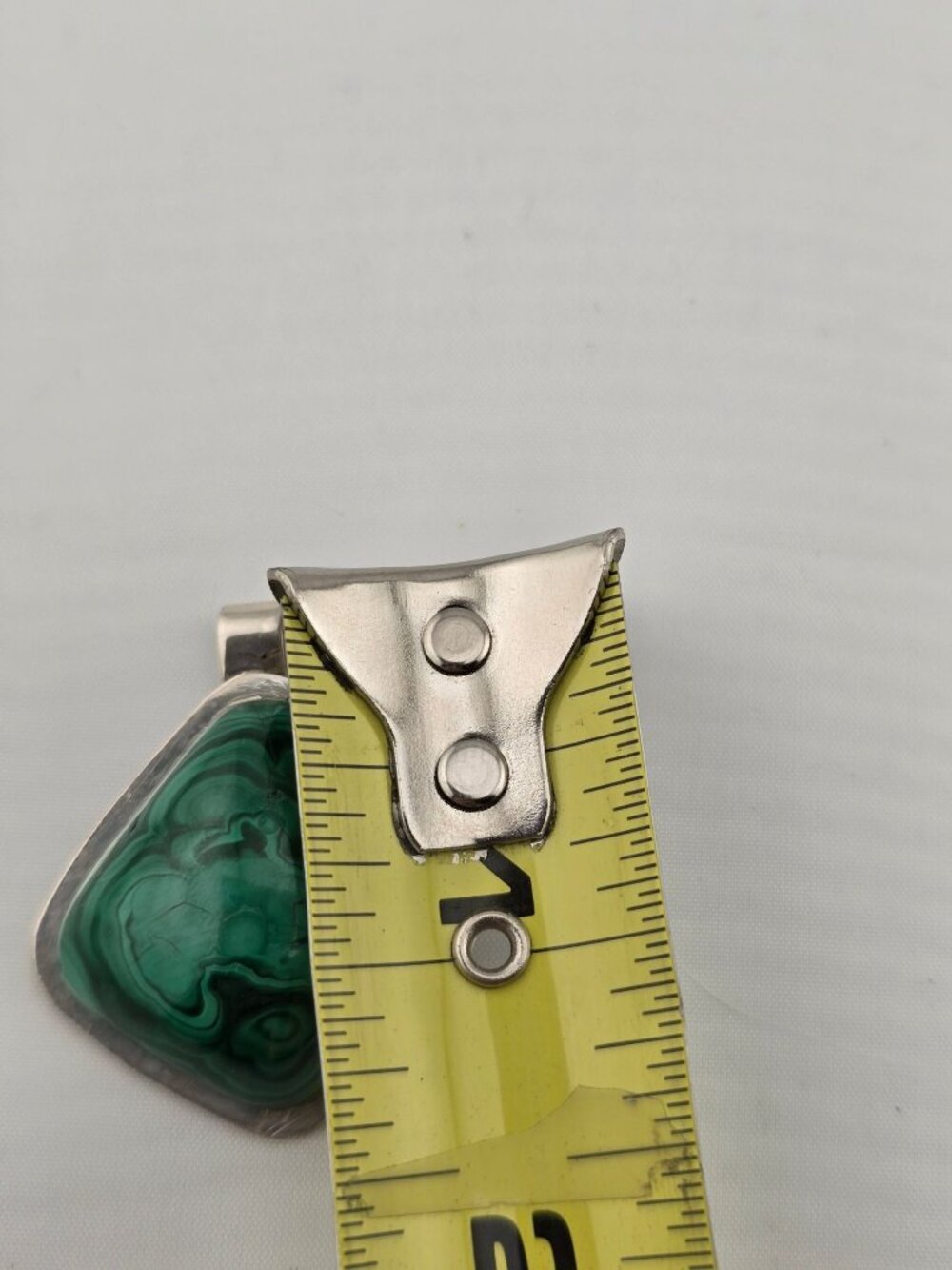 Malachite & Sterling Silver Pendant Handcrafted Green Stone - Picture 6 of 7